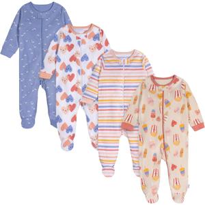 Onesies Brand baby-girls 4-pack Sleep 'N Play Footies Multi Pack (0-3 Months)