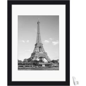 Decorative Picture Frames, 13x9.5 Inch Wooden Black A4 Picture Frame with White Boarder & Seamless Nail Minimalist Photo Frame Decorative Frames for Wall, Table