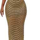 Nagfar Women Rhinestone and Sequin Birthday Party Sexy Club Night Out Holiday New Years Formal Dress (3X-Large, 7 Gold)
