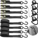 8 Pack Tie Down Kit for Ruffland Kennel - Tie Down D-Ring Kit - 1000 Lbs, with Wrench, Tie Down Straps Kit Compatible with RuffLand Kennels - 1800 LB Break Strength, Night Reflection, 10 Ft