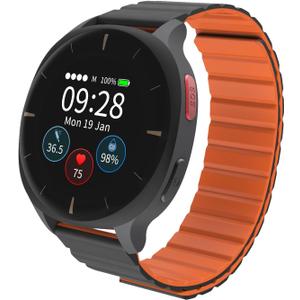 Audar E2 Senior Smartwatch with Fall Detection & SOS, 24/7 Heart Rate, Blood Pressure, SpO & Temperature Monitoring, IoT AI Wellbeing Reports/Health History, Cloud Dashboard, No Cell Phone/App Needed