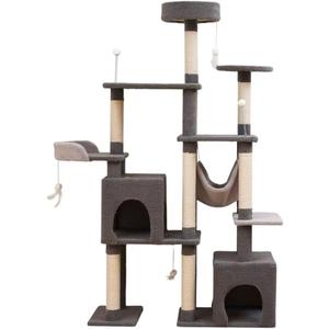 Cat Tree 67in Cat Tower Scratching Post for Cats Tree Tower Furniture for Cats Plush Multi-Level Cat Condo (Gray)