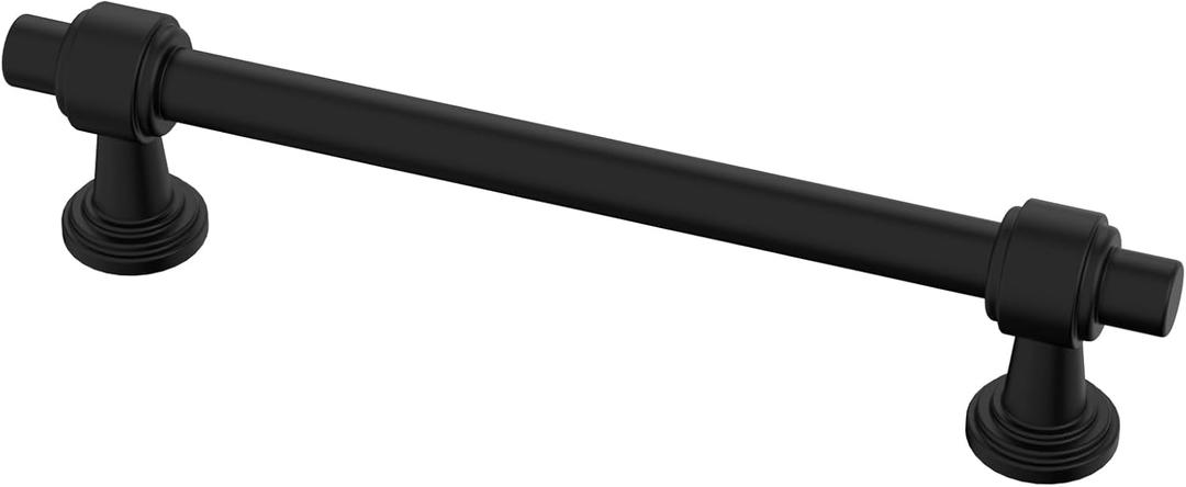 Alzassbg 10 Pack Matt Black Cabinet Pulls, 5 Inch(128mm) Hole Centers Cabinet Handles Kitchen Hardware Straight Bar for Cabinets and Drawer AL3505MB