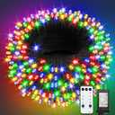 ROSCOO 300 LED String Lights Outdoor, 100FT Multicolor Christmas Lights for Outside with Remote, Timer Memory Function, 8 Modes Waterproof Fairy Lights Plug in, for Xmas Tree Bedroom Patio Party