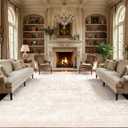 Homemate Washable Rug 9x12 Area Rugs - Vintage Faux Wool Rugs for Living Room Bedroom Dining Room - Non Slip Foldable Carpet Indoor Area Rug for Home Decor9'x12', Pink