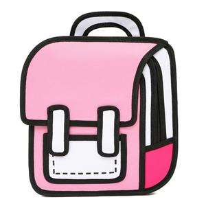 Lifelix Kids Kawaii Backpack for Girls Cute Toddler 2D Cartoon Comic Paper Jump Bookbag Fun Weird School Schoolbag (Pink, Small)