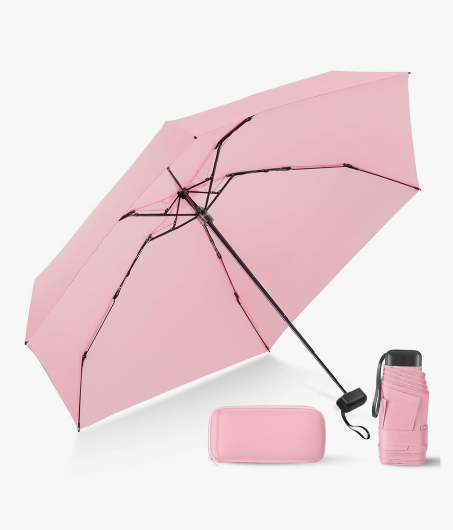 LEAGERA Compact Travel Umbrella with Case - Mini Umbrella for Purse, Small Lightweight &Tiny Design Perfect for Parasol Outdoor Sun&Rain Umbrellas