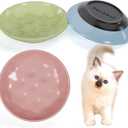 Cuencos para gatos, cuenco de cermica para gatos de interior, platos de cermica poco profundos para comida y agua, con base de silicona antideslizante, lindos platos para gatitos para alimentar a