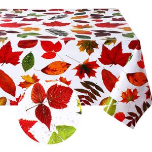 Thanksgiving Fall Tablecloth 3 Pieces Plastic Autumn Leaves Table Cloth Swaying Leaf Rectangle Fall Table Cover Tablecover Harvest for Thanksgiving/Fall/Harvest, 54 x 72 Inch