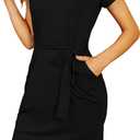 Women's Summer Casual T Shirt Dresses Tie Waist Business Causal Outfits (X-Large)