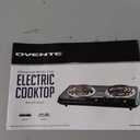 OVENTE Electric Double Burner, 1700W Coil Hot Plate, Black BGC102B