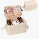 Ethereal Nail Polish Organizer Case, Leather Nail Polish Bag Holds 50+ Bottles (5ml/0.5fl.oz) and Nail Lamp, Nail Storage Organizer with Compartment, Leather White