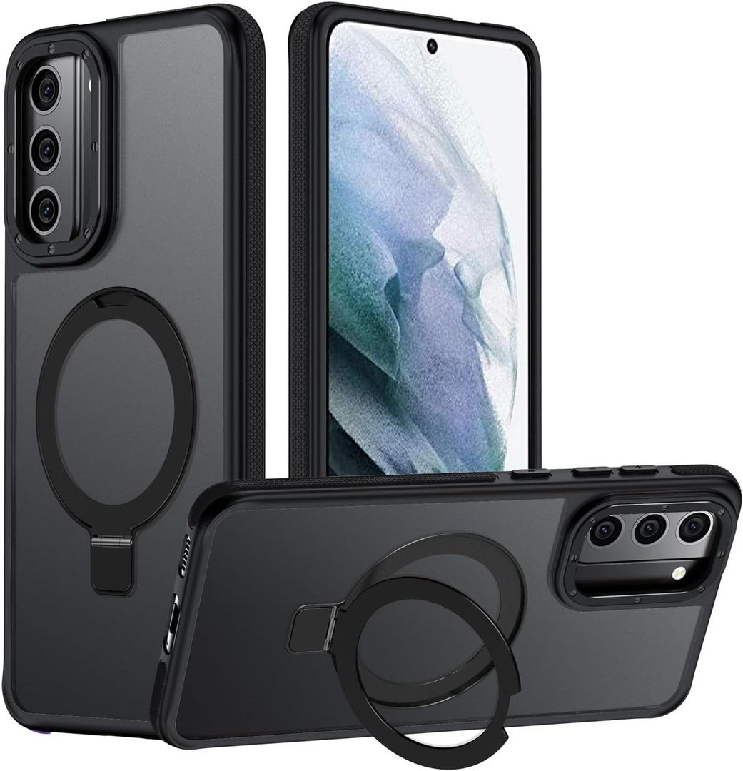 for Samsung Galaxy S21 Plus Case, Magnetic Adjustable Ring Stand [Fit for Magsafe], [Military-Grade Shockproof Protection] Phone Case with Kickstand&Ring Holder (Black)