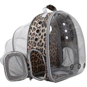 Pet Carrier Backpack Expandable for Cats and Small Dogs, Breathable Anti-Collapse Design, Airline Approved Travel Backpack for Hiking and Outdoor Use (Back Expandable-Animal) (Leopard Print)