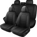 Car Seat Covers Full Set, Leather Car Seat Covers, Breathable and Sporty Car Seat Cover, Universal Fit Anti-Slip Seat Covers for SUV Cars Sedan and Truck(Full Seat,Black,N2)