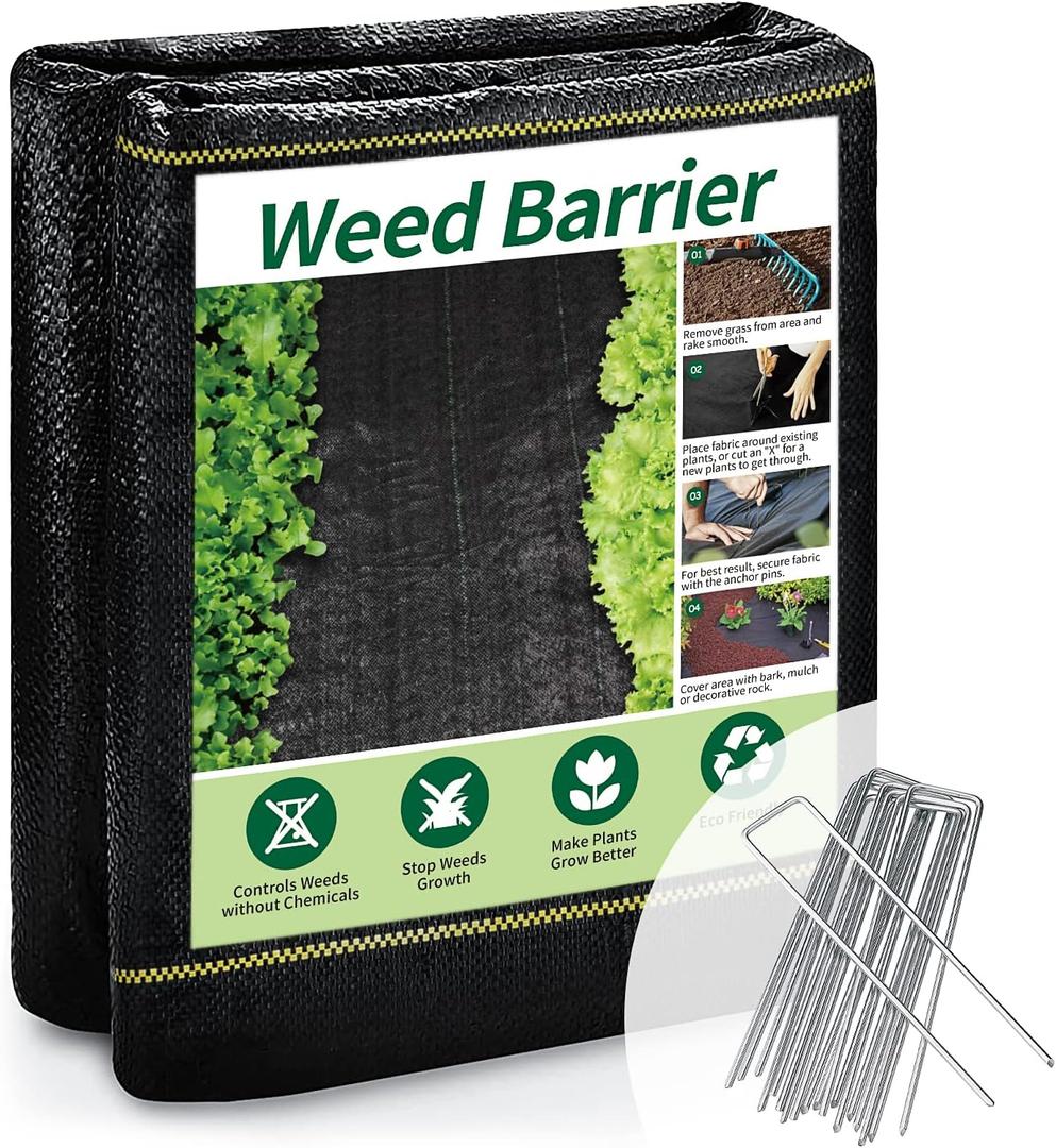3ft x50ft Black Weed Barrier Landscape Premium Fabric-Heavy Duty Woven Ground Cloth with Superior Permeability Weed Control Convenient Design