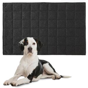 HOMBYS Chew Proof Dog Crate Bed Mat, 22"x35" Indestructible Kennel Pad for Aggressive Chewers, Plaid Durable Puppy Crate Mats for Medium Dogs Cages (Medium(35" L x 22" W), Black)