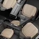 2 Pack Car Bottom Seat Covers, Luxury Leather Front Seat Covers, Breathable and Waterproof Automotive Bottom Seat Covers, Universal Anti-Slip Seat Covers Fit for Most Vehicles (Beige, 2 PCS)