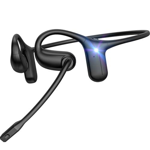 JabNecter Open Ear Headphones with Mic, Wireless Headset with Noise Canceling Mic & Mute Button, Wireless 5.4 Headset with Mic, 25g Lightweight Air Conduction Headphones for Work Workout Driving Call