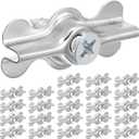 Blulu 24 Sets Alloy Steel Flush Clip with Phillips Self-Tapping Screws, 1-11/16 x 3/4 in Half Turn Button Fasteners for Storm Windows, Screens & Combination Door Panels (Double Wing,Sliver)