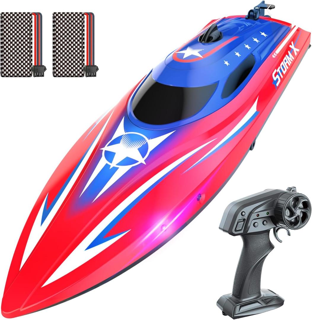 HOLYFUN Full Proportional Remote Control Boat for Kids & Adults, 20MPH+ High-Speed Waterproof RC Boat, 2 Battery(30 Mins), 2.4GHz Racing Boats Toy for Water Pool & Lake