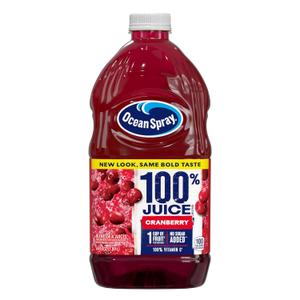 Ocean Spray® 100% Juice, Cranberry, 64 Fl Oz Bottle (Pack of 8) (EXP 08/15/26)