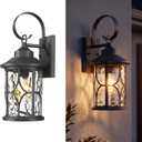 zeyu 19.5 Inch Outdoor Wall Lamp, 1-Light Large Outdoor Wall Lighting for House Porch, Die-Cast Aluminum in Black Finish, Water Ripple Glass, ZX111B-M BK-WG, 19.5'' - 1 Pack
