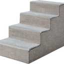 Amazon Basics Dog Steps, 18.7" H, 4-Step Pet Stairs for High Bed Couch and Sofa, Non-Slip Bottom, for Indoor Dogs and Cats, Grey