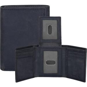 Real Leather Mens Trifold Wallet RFID Blocking Slim Minimalist Front Pocket - Thin & Stylish with ID Window in Gift Box (Vintage Black)