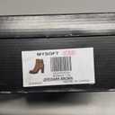 mysoft Women's Ankle Boots Chunky Stacked Heel Zipper Booties (7.5, Dark Brown)