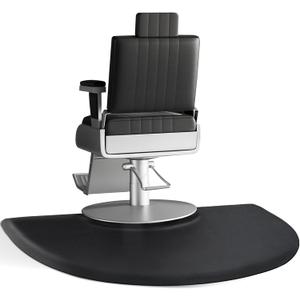 Barber Salon Chair Mat - 3x5 Anti-Fatigue Salon Floor Mat - Black Semi-Circle - 5/8" Thick