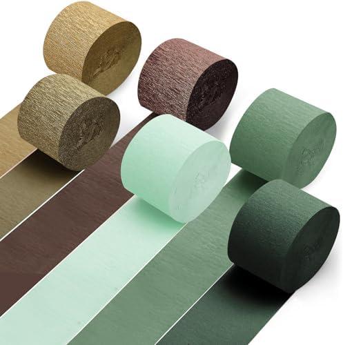 6 Rolls Crepe Paper Streamers, 492 ft Crepe Paper Craft for Wedding Baby Shower Birthday Bridal Party Engagement Decorations and DIY Crafts (Sage Green) 2 PACK