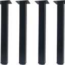 QLLY 16 inch Adjustable Metal Furniture Legs, Square Office Table Furniture Leg, Set of 4 (Black)