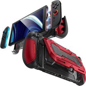 Mumba Dockable for Nintendo Switch 2 Case with Flip Stand, [Titan] Ergonomic Switch 2 Grip Protective Cover Holds 5 Game Cards & 2 TF Cards TPU Accessories and Quick-Release Joy-Con Design (Ruddy)