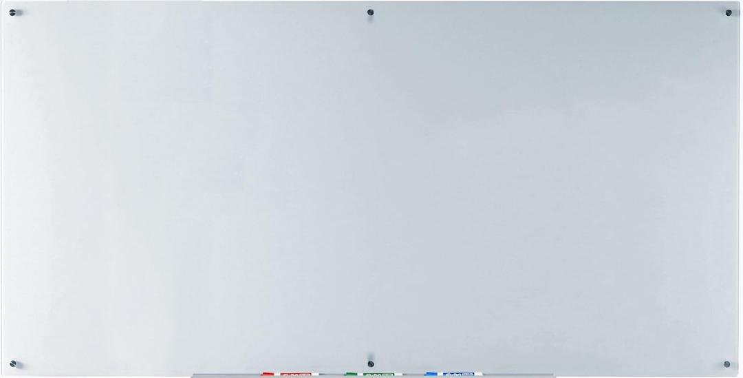 Audio-Visual Direct White Glass Dry-Erase Board Set - 6' x 3' - Includes Hardware & Marker Tray (Non-Magnetic)