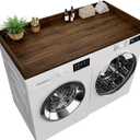 Washer Dryer Countertop, 27.5 x 54 Inch Washer and Dryer Countertop for Laundry Room Organization with Edge Wooden, Walnut