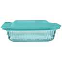 Pyrex Colors Tinted (8"x8") Tinted Glass Baking Dish with BPA-Free Lid, Oblong Bakeware Glass Pan For Casserole & Lasagna, Dishwasher, Freezer, Microwave and Pre-Heated Oven Safe, Aqua