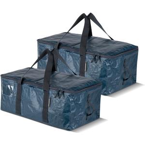 CleverMade Foldable Storage Container Bags, Pack of 2 Heavy Duty Plastic Reusable Oversized Packing, Under Bed or Duffel Storage Bins for Dorm Room Home Utility Laundry Grocery Shopping Travel