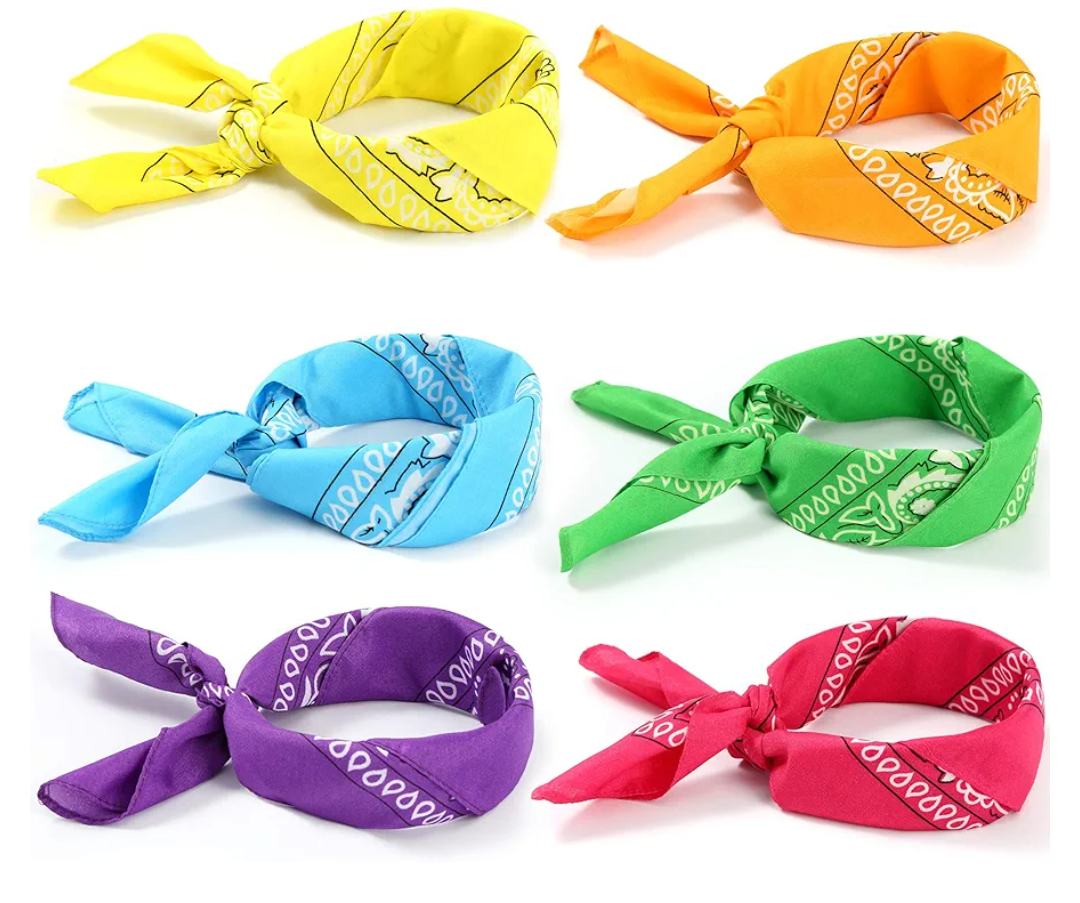 21 Inch Assorted Neon Bandana 12 Pack, Assorted Neon Bandana in Bulk