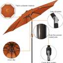 Blissun 9' Outdoor Patio Umbrella, Outdoor Table Umbrella, Yard Umbrella, Market Umbrella with 8 Sturdy Ribs, Push Button Tilt and Crank