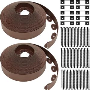 Sasylvia 2.5'' x 200' Landscape Edging Kit Edging Border Coil Include 120 Anchoring Spikes 10 Connectors Plastic Garden Border for Lawn Garden Grass Yard Home(Brown)