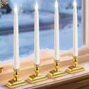 otnofok 13.2" Window Candles Battery Operated with Timer, 6h On/18h Off, LED Flickering Flame, 5000K Cool White Christmas Candle Lights for Windows, Indoor Holiday Decor, 4 Pack, Gold Holders