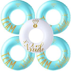 Motionchic 4 Pcs Bride Pool Float Funny Bachelorette Party Decorations Inflatable Pool Tubes for Adults 48'' Team Bridal Pool Floaties Party Favors for Bachelorette Bridal Shower Party
