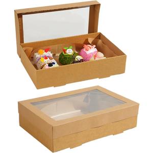 10 Pack Bakery Boxes with Window, 17.7x12.2x3.15 Inch Large Cookie Boxes, Cardboard Pastry Boxes, Take out Containers for Baking Pies, Cakes, Muffins and Pastries (L)