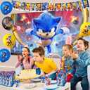 Birthday Party Decorations Kit for 10 Complete Hedgehog Party Supplies with Banner, Balloons, Tablecloth, Plates, Napkins & Much More