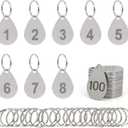 Numbered Key Tags with Rings, Water Drop Shape 304 Stainless Steel Metal Number Tags, Keychain ID Labels - 1 to 10