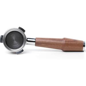 54mm Bottomless Portafilter V2 with Upgraded American Walnut Handle - Compatible with Breville Barista Express, Pro, Touch, Bambino, Plus, Infuser, Duo Temp Pro- Includes 18-21g Filter Basket
