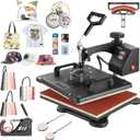 VEVOR 8 in 1 Heat Press Machine Combo, 360 Swing Away Tshirt Press Machine for Printing Hat Mug T Shirts Cap, 12x15 Digital Multifunctional Sublimation Heat Transfer Machine