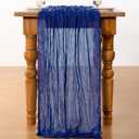 DeZerlor Royal Blue Cheesecloth Table Runner 4 Pack Summer Table Runnerss Boho Gauze 120 Inches Cheese Cloth Table Decor for Wedding Bridal Baby Shower Parties