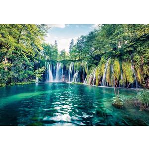 7x5ft Nature Green Jungle Waterfall Backdrop Woodland Spring Summer Forest Lake Mountain River Wedding Photography Background Rustic Natural Landscape Outdoor Video Shoot Vinyl Studio Props
